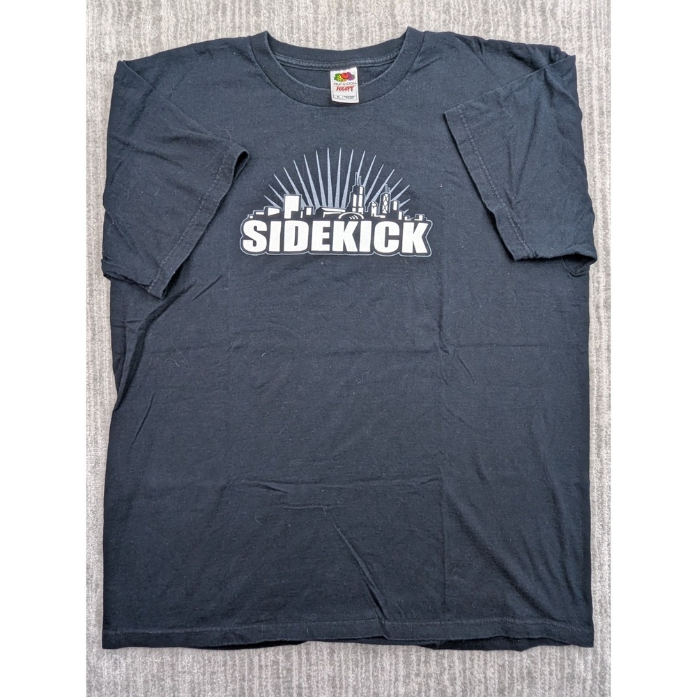 Vintage SideKicK T Shirt Mens XL Black Punk Rock Band Y2K Fruit of the Loom
